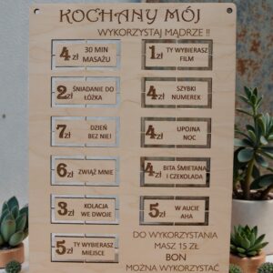 Bon z kuponami walentynkowymi